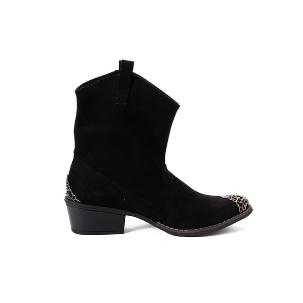 FRINGE COWBOY BOOTS - BLACK