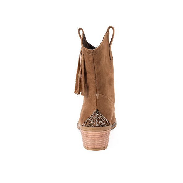 FRINGE COWBOY BOOTS - CAMEL