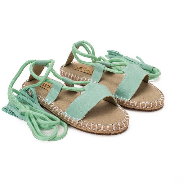 CANVAS GLADIATOR SANDALS - PISTACHIO