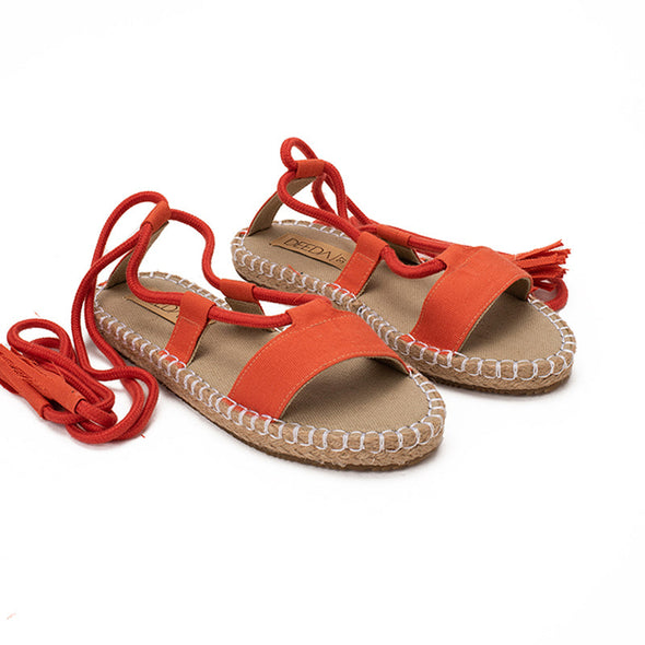 CANVAS GLADIATOR SANDALS - ORANGE