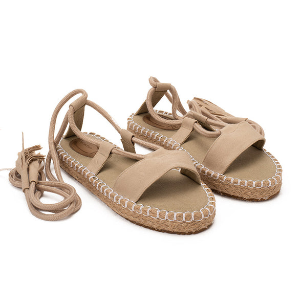 CANVAS GLADIATOR SANDALS - BEIGE