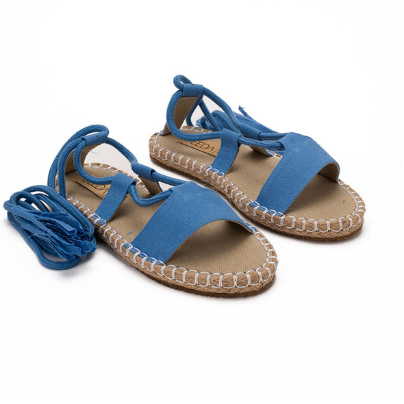 CANVAS GLADIATOR SANDALS - BLUE