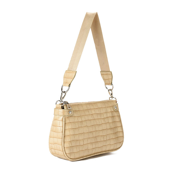 JAMEELA CROCO BAGUETTE - BEIGE