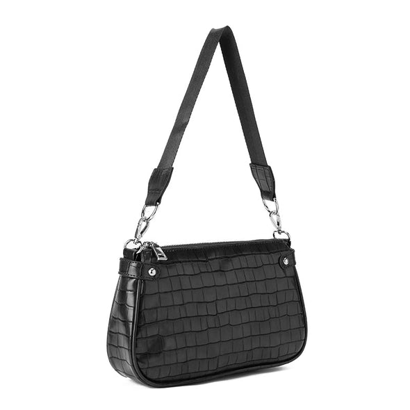 JAMEELA CROCO BAGUETTE - BLACK