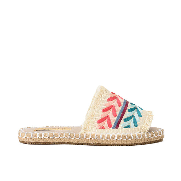 DOUBLE SPIKE SLIDE SLIPPERS - BEIGE