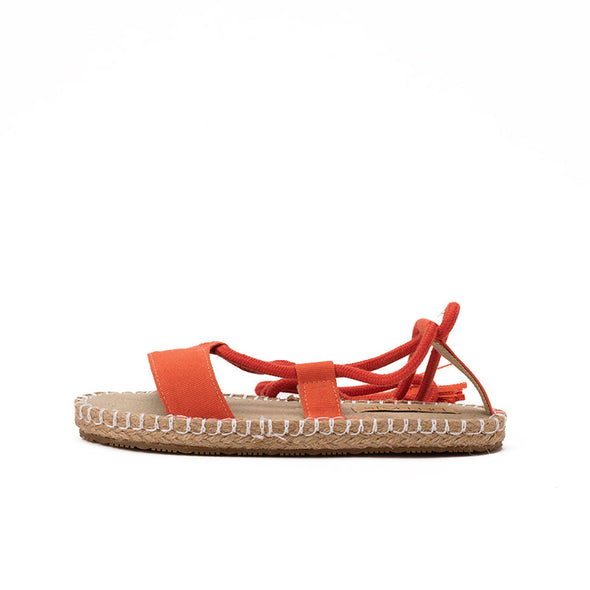 CANVAS GLADIATOR SANDALS - ORANGE