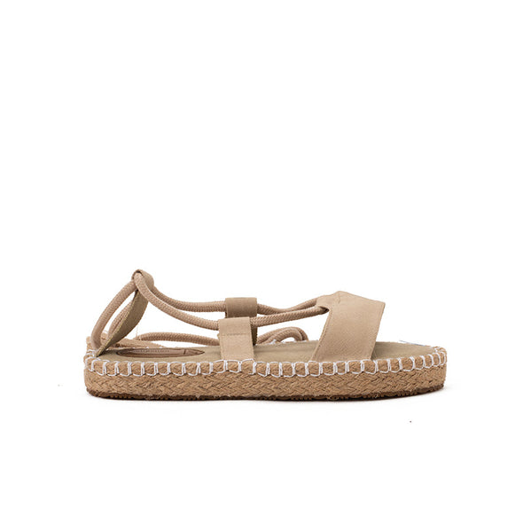 CANVAS GLADIATOR SANDALS - BEIGE