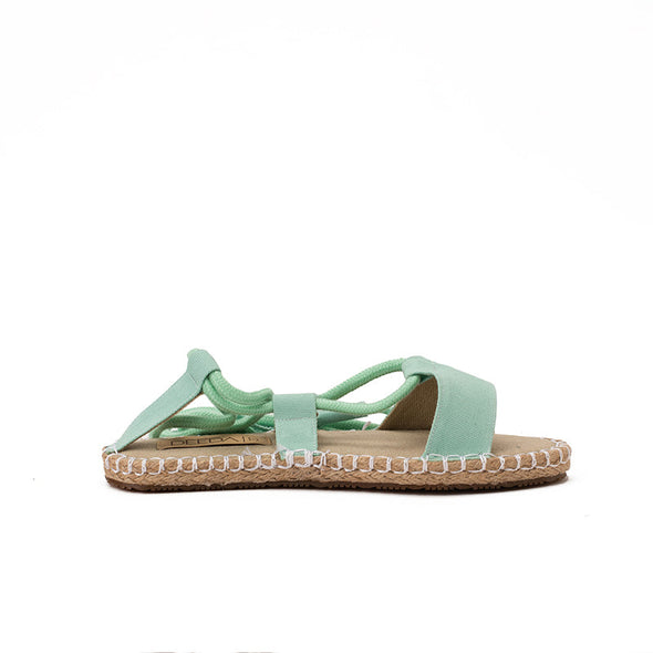 CANVAS GLADIATOR SANDALS - PISTACHIO