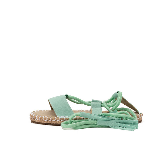 CANVAS GLADIATOR SANDALS - PISTACHIO