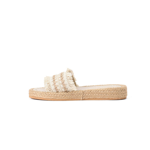 JUTE PLATFORM NUTTY KNOTS SLIPPERS - BEIGE