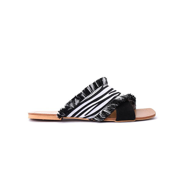 ZEBRA CRISS CROSS SLIPPERS