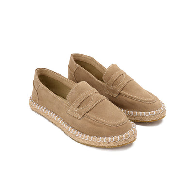 SUEDE PENNY LOAFERS - BEIGE