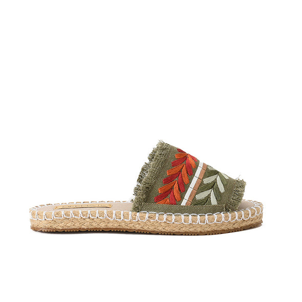 DOUBLE SPIKE SLIDE SLIPPERS - OLIVE