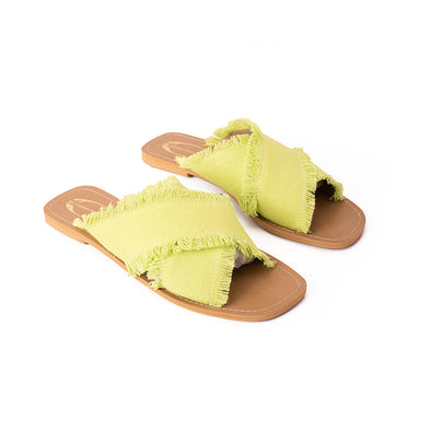 CRISS-CROSS CANVAS FLATS - PISTACHIO