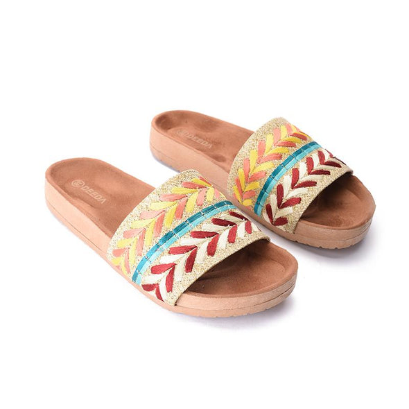 DOUBLE SPIKE SLIDE SLIPPERS - YELLOW x ORANGE