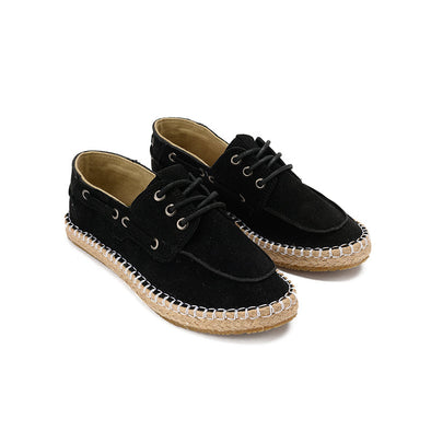 SUEDE LACE LOAFERS - BLACK