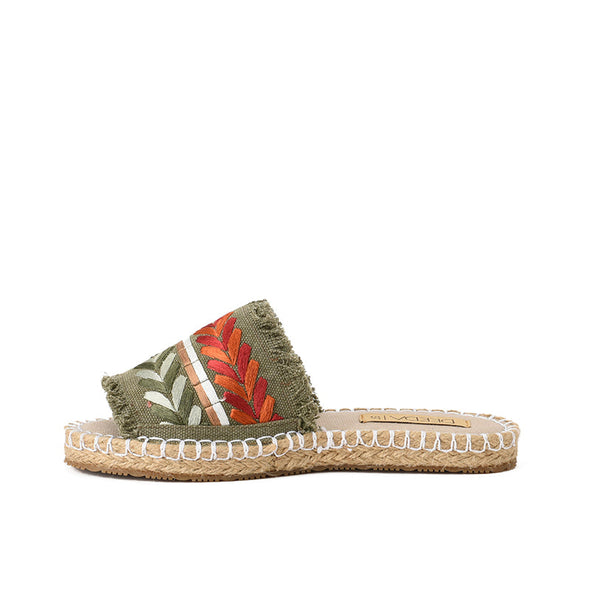 DOUBLE SPIKE SLIDE SLIPPERS - OLIVE