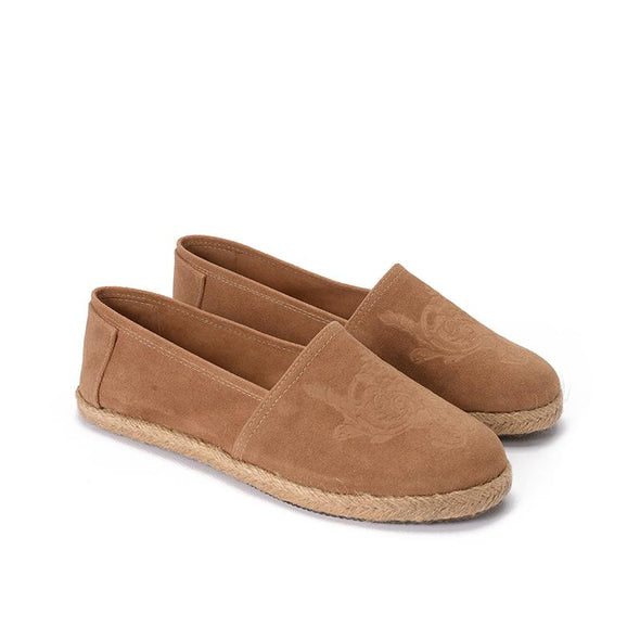 SUEDE DAMASK ESPADRILLE - CAMEL