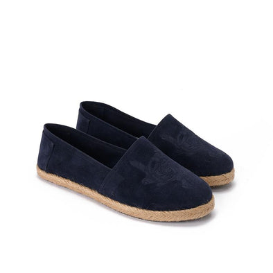 SUEDE DAMASK ESPADRILLE - NAVY