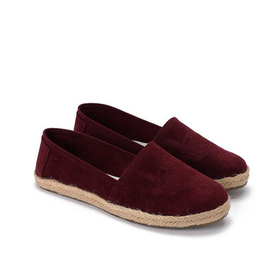 SUEDE DAMASK ESPADRILLE - BURGUNDY