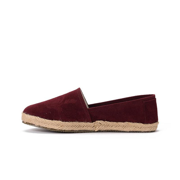 SUEDE DAMASK ESPADRILLE - BURGUNDY