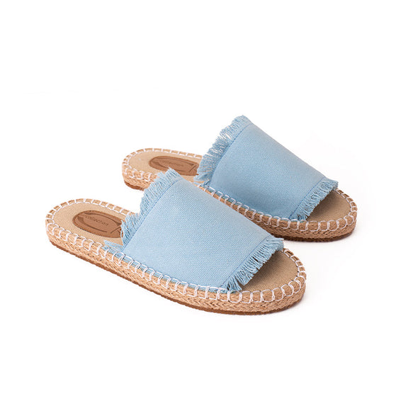 OPEN-TOE STELLA MULES - SKY BLUE