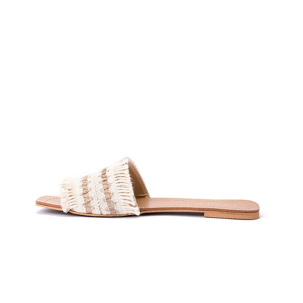 NUTTY KNOTS SLIDE SLIPPERS - BEIGE