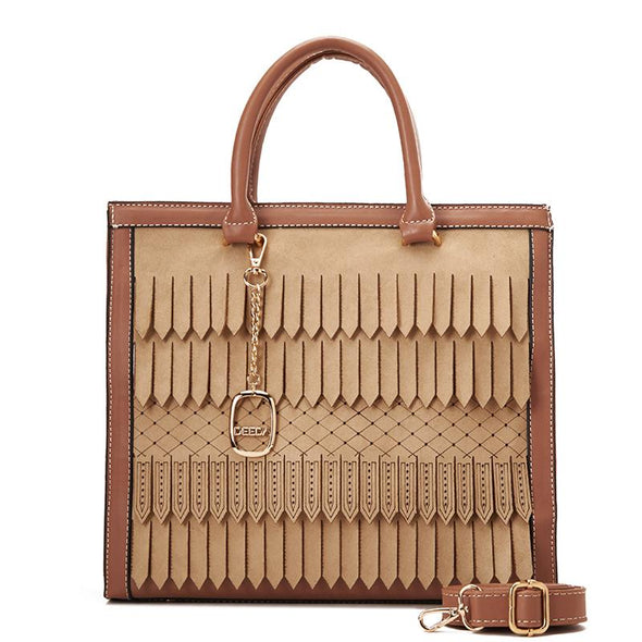 FRINGE TOTE - BEIGE