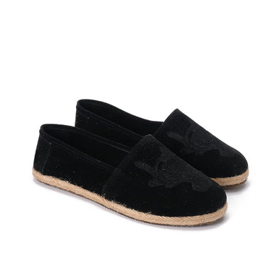 SUEDE DAMASK ESPADRILLE - BLACK