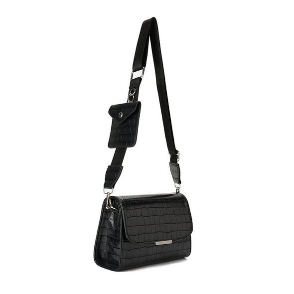 JAMEELA CROCO FLAP - BLACK