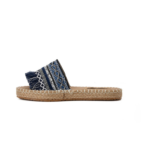 BORA FRINGE SLIPPERS - NAVY