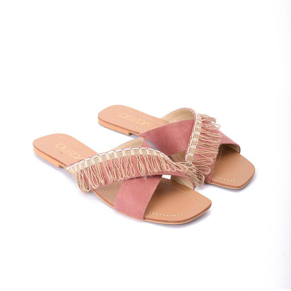 JUTE FRINGE CRISS CROSS - PINK