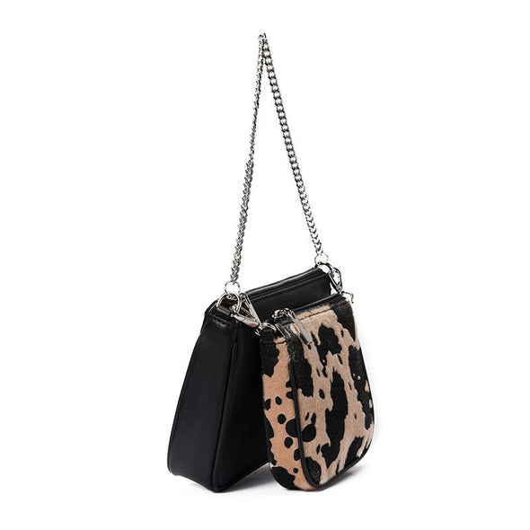 ANITA double pouch - BLACK x BEIGE