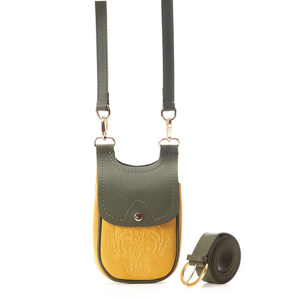 MISKA MOBILE BAG - MUSTARD x PINE GREEN