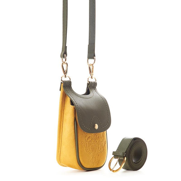 MISKA MOBILE BAG - MUSTARD x PINE GREEN