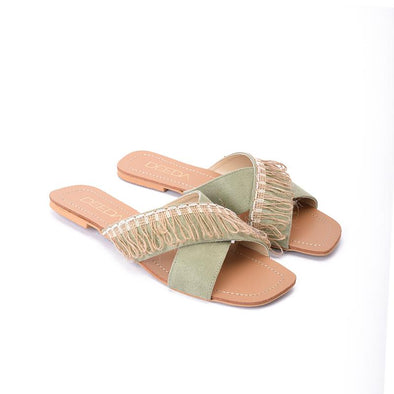 JUTE FRINGE CRISS CROSS - PISTACHIO