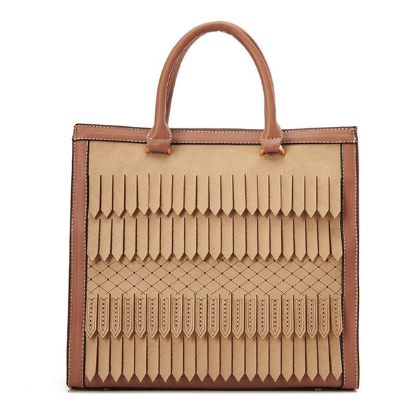 FRINGE TOTE - BEIGE