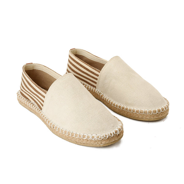 STRIPED CANVAS ESPADRILLES  - BEIGE