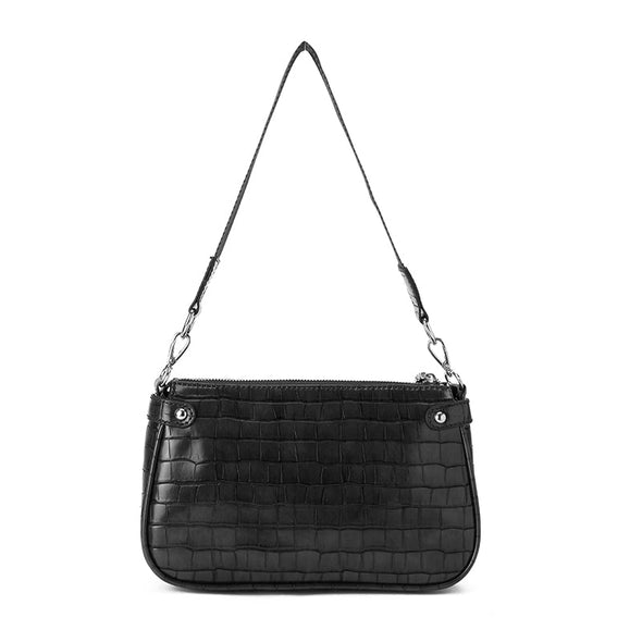 JAMEELA CROCO BAGUETTE - BLACK