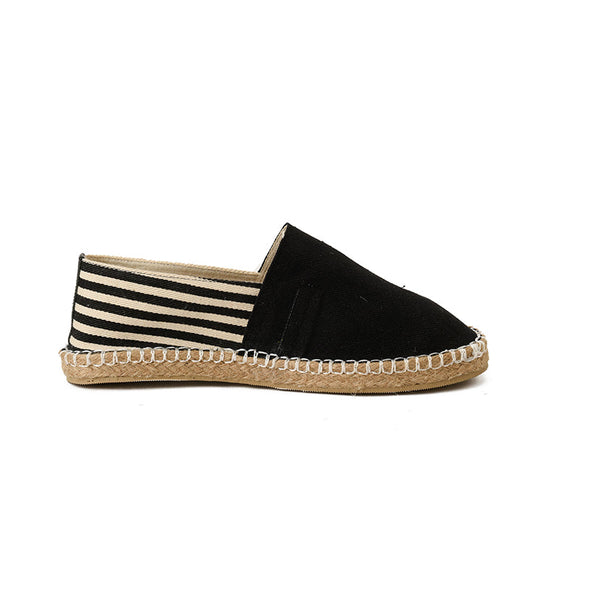 STRIPED CANVAS ESPADRILLES  - BLACK