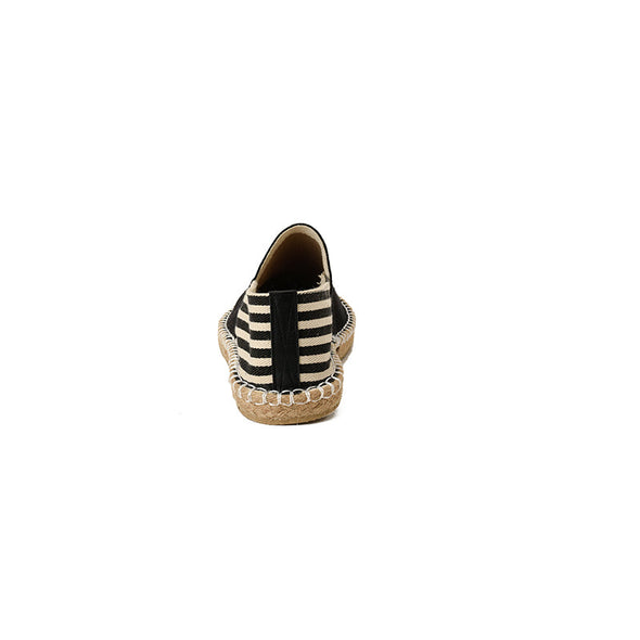 STRIPED CANVAS ESPADRILLES  - BLACK