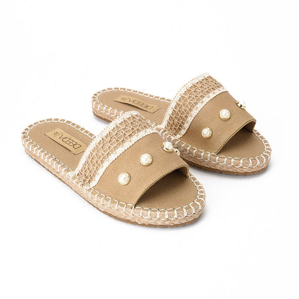 BORA PEARL SLIPPERS - CAMEL