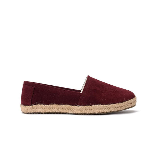 SUEDE DAMASK ESPADRILLE - BURGUNDY