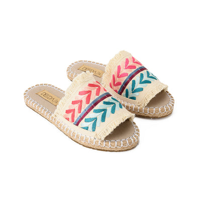 DOUBLE SPIKE SLIDE SLIPPERS - BEIGE