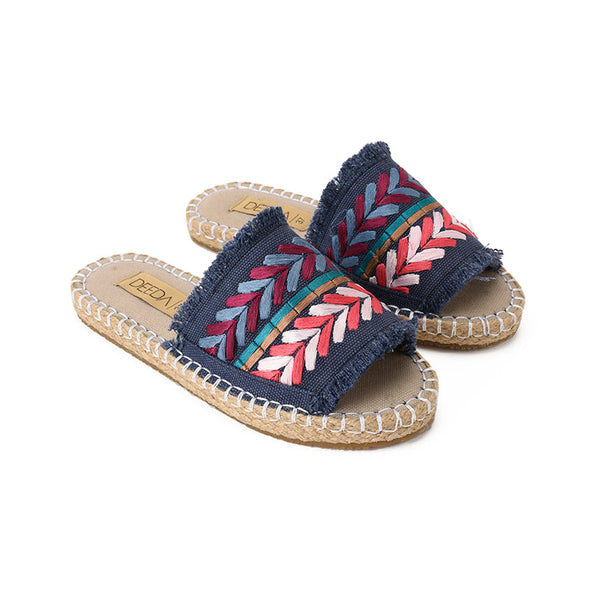 DOUBLE SPIKE SLIDE SLIPPERS - NAVY