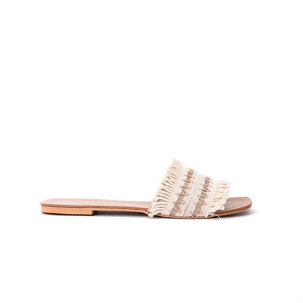 NUTTY KNOTS SLIDE SLIPPERS - BEIGE