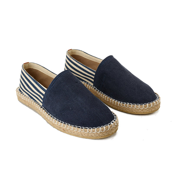 STRIPED CANVAS ESPADRILLES  - NAVY