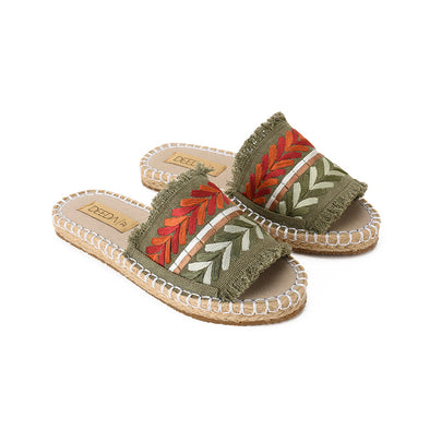 DOUBLE SPIKE SLIDE SLIPPERS - OLIVE