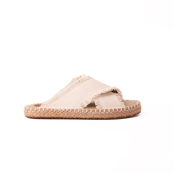 CRISS-CROSS CANVAS-JUTE SLIDES - BEIGE