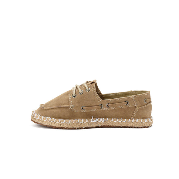 SUEDE LACE LOAFERS - BEIGE